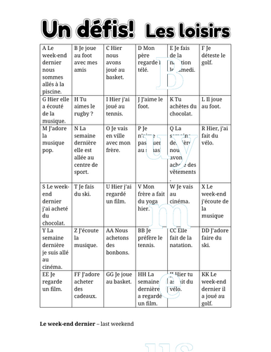 French hobbies betting game!