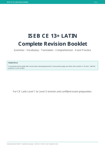 120-page ISEB CE 13+ Latin Revision Booklet