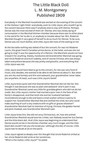 The Little Black Doll – GCSE English Language Lesson Pack & Resit Revision Resource Paper 1