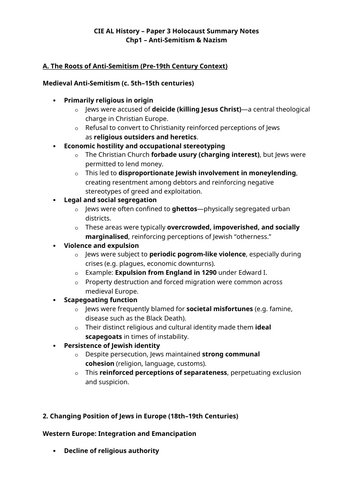 Holocaust Revision and Interpretation - CIE International A Level History 9489 Paper 3