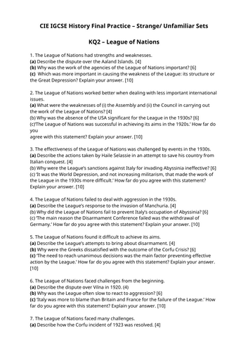 Cambridge IGCSE History Paper 1 - 20th Century Option - Final Revision Pack