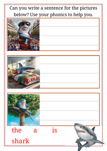 The Sea Animal is...positional language sentence prompts