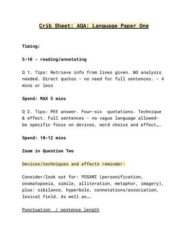 AQA Language Paper One Guide