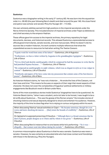 Julio-Claudian Source Evaluation - OCR A-Level Ancient History