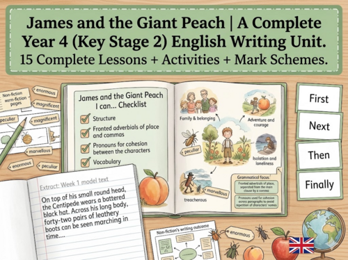 James and the Giant Peach | Year 4 English Unit | 15 Complete Lessons + Resources + Mark Scheme
