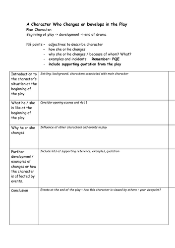 A Character Who Changes or Develops in the Play