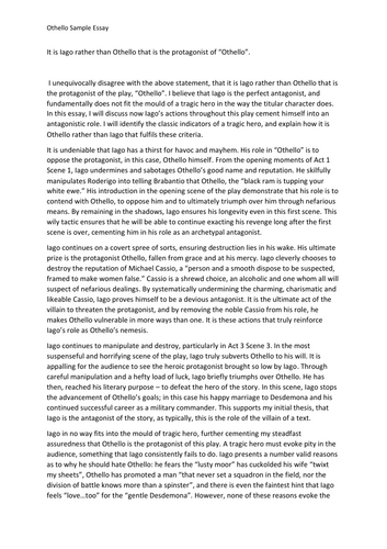 Othello Sample Essay: Character of Iago
