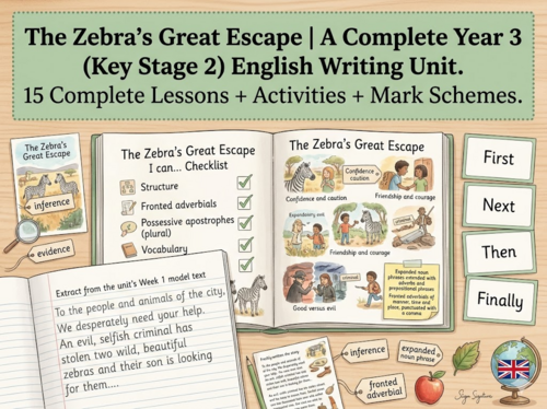 The Zebra's Great Escape | Year 3 English Unit | 15 Complete Lessons + Resources + Mark Scheme