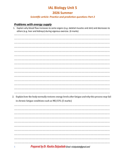 Edexcel Unit 5 June scientific article prediction and practice questions part 2