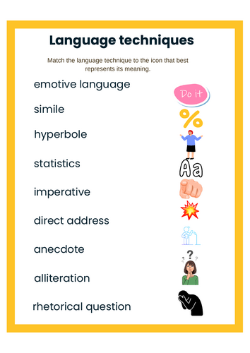 Language techniques worksheet