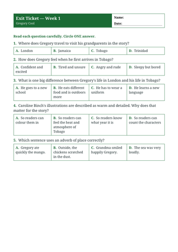 Gregory Cool | Year 3 English Unit | 15 Complete Lessons + Resources + Mark Scheme