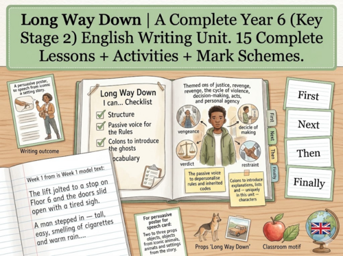 Long Way Down | Year 6 English Unit | 15 Complete Lessons + Resources + Mark Scheme