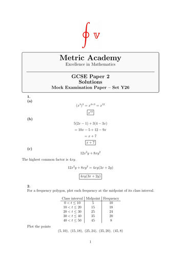 2026 GCSE Higher Predicted Paper 1