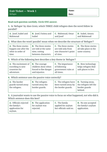 Refugee | Year 6 English Unit | 15 Complete Lessons + Resources + Mark ...