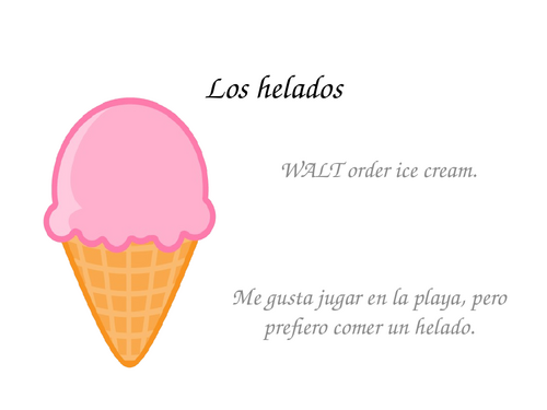 Los helados -ice creams Lesson powerpoint