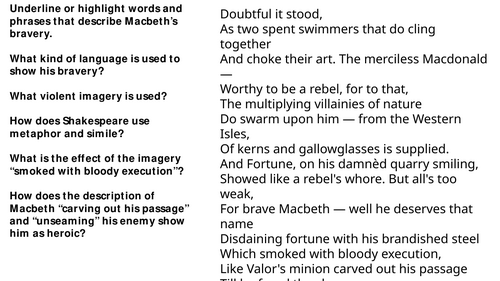 Macbeth - Captain's Speech Annotated