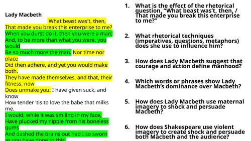 Macbeth - Act 1 Scene 7 Annotated Extracts
