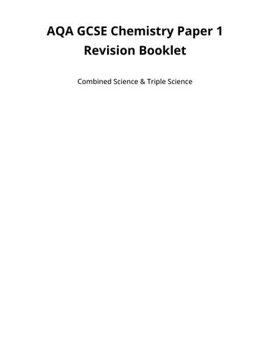 AQA GCSE Chemistry Revision Booklet