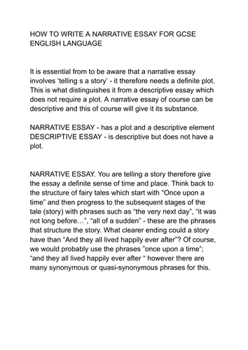 English Language GCSE: HOW TO WRITE A NARRATIVE ESSAY | Teaching Resources