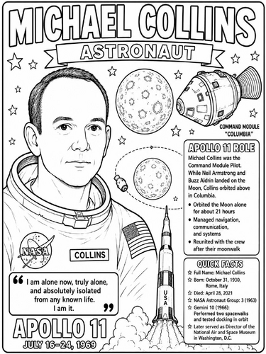 Michael Collins Astronaut coloring poster