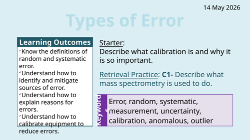 OCR AAQ in Applied Science- Investigating Science: Types of Error