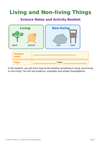 LIVING THINGS  YR 3 SCIENCE