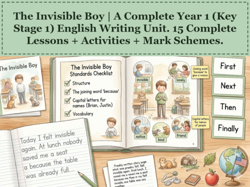 The Invisible Boy | Year 1 English Unit | 15 Complete Lessons + Resources + Mark Scheme