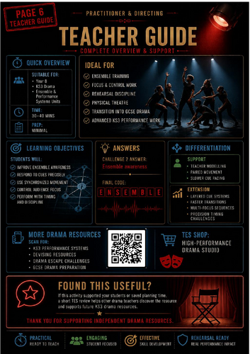 Year 8 Drama Escape Challenge | Ensemble Protocol & Performance Skills | KS3 Drama Activity