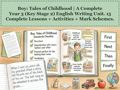 Boy: Tales of Childhood | Year 3 English Unit | 15 Complete Lessons + Resources + Mark Scheme