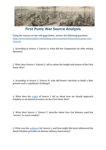 First Punic War Source Analysis Worksheet