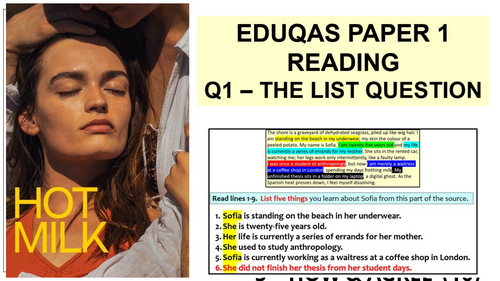 Q1 EDUQAS PAPER 1 READING – THE LIST QUESTION (GCSE English Language)