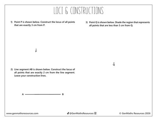 Loci and Constructions - Maths GCSE Foundation Worksheet