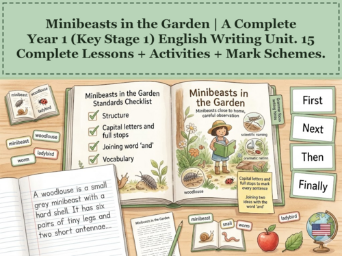 Minibeasts in the Garden | Year 1 English Unit | 15 Complete Lessons + Resources + Mark Scheme