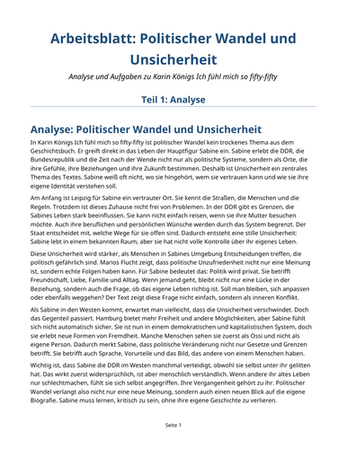 Ich fühl mich so fifty-fifty – Karin König – Political Change and Uncertainty
