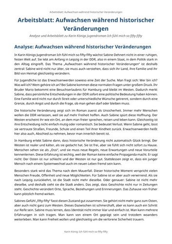 Ich fühl mich so fifty-fifty – Karin König – Growing Up During Historical Change