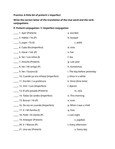 Practice: A little bit of preterit v imperfect (Spanish)