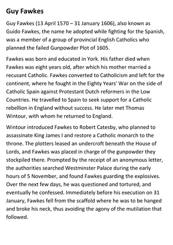 Guy Fawkes Handout