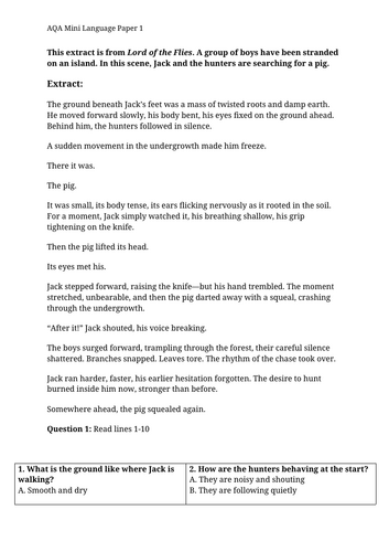 GCSE English Language Paper 1 - Walkthrough paper and resources