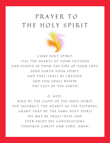 Holy Spirit Prayer for the Catholic Classroom or Homeschool