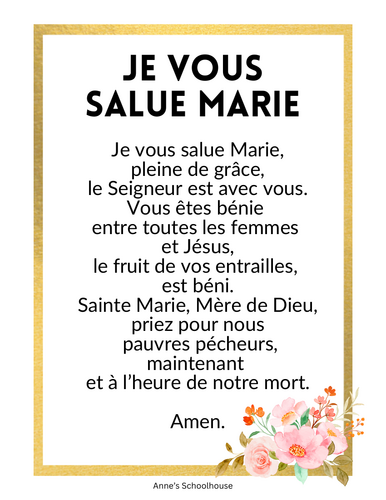 Hail Mary in French - Je Vous Salue Marie - Catholic - Rosary