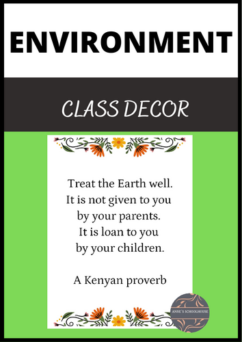 Environment and Sustainability Poster for Class Decor