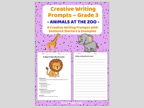 Creative Writing Prompts – Grade 3 | Zoo Animals Writing Activities