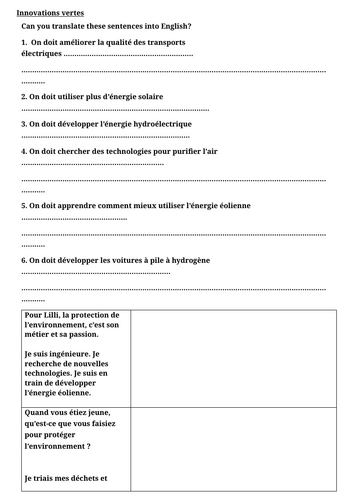 Notre planète - Edexcel French GCSE - Reading resources all units BUNDLE