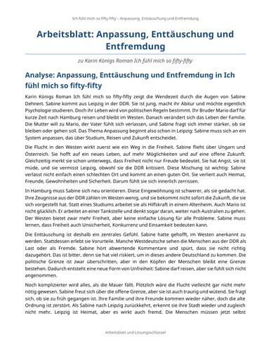 Ich fühl mich so fifty-fifty – Karin König – Adaptation, Disappointment and Alienation