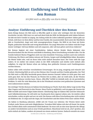 Ich fühl mich so fifty-fifty – Karin König – Introduction and Overview