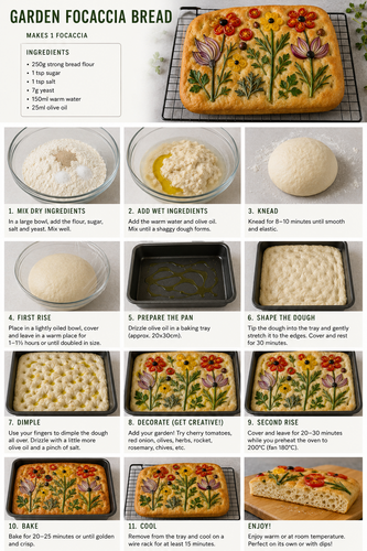 Garden Focaccia Bread Step by Step instructions