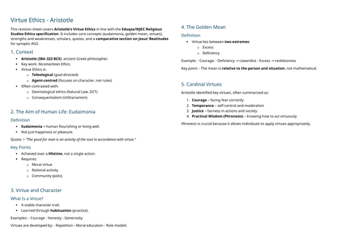 Alevel Ethics - Virtue Ethics