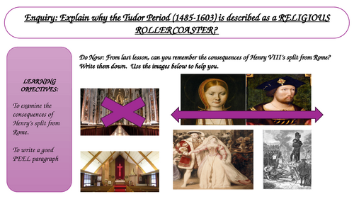 KS3 unit Why was the Tudor period a Religious Rollercoaster? L4 Henry VIII and the split from Rome