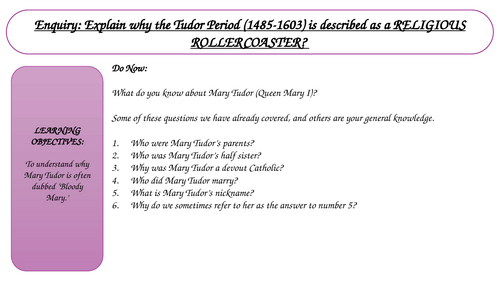 KS Why was the Tudor Period and Religious Rollercoaster L9 Mary I and the Protestants
