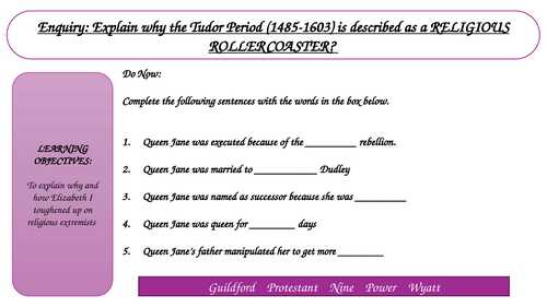 KS3 Why was the Tudor Period a Religious Rollercoaster L11 Elizabeth gets tough